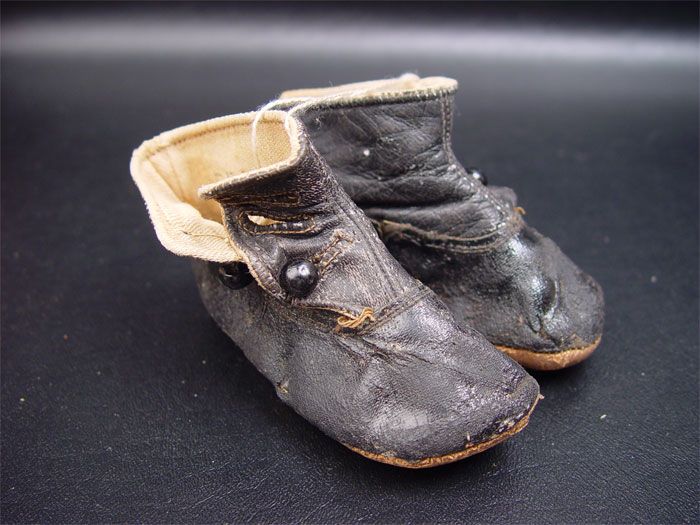 Antique Victorian Era Childrens Button Leather Shoes  