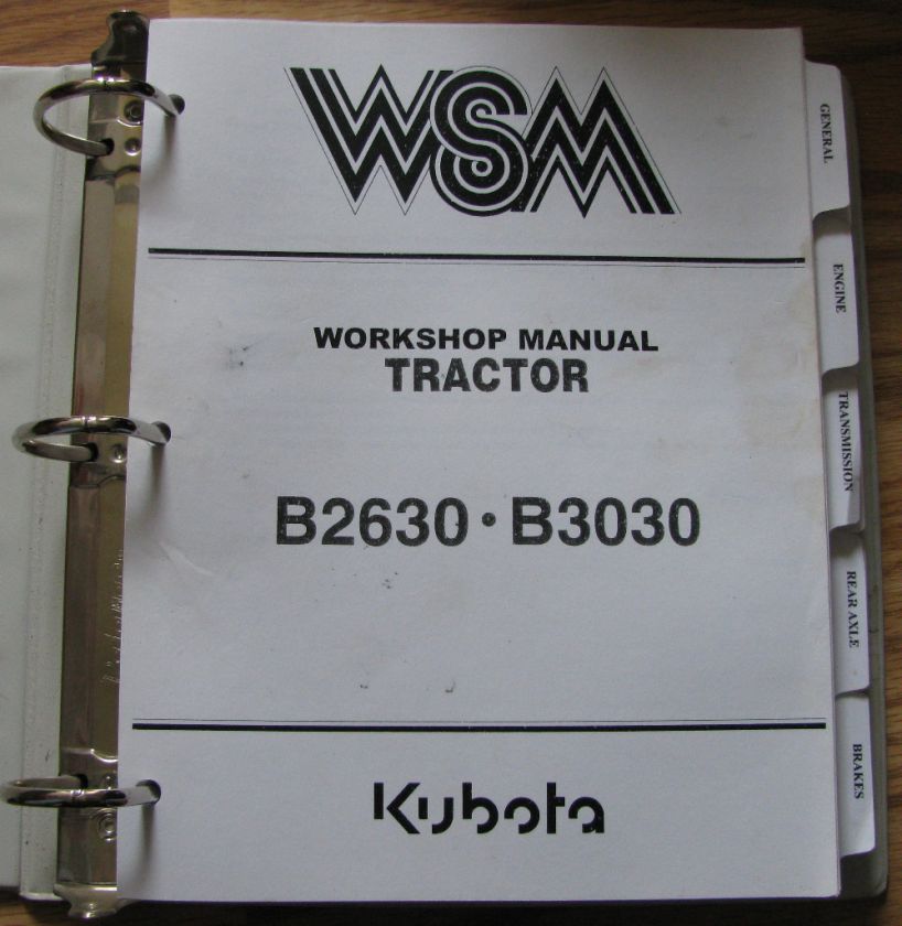 Kubota B2630 B3030 Tractor Workshop Manual  