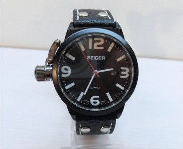   Big Massive Black Lefty U Boat Fashion Watch in Box Great Xmas Gift