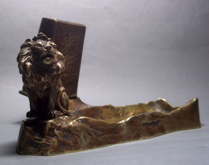 Amazing Austrian Vienna Bronze Match Holder with Ashtray Tray 