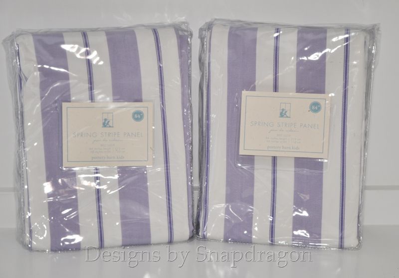 Pottery Barn Kids 2 Lavender Spring Stripe Panels NEW  