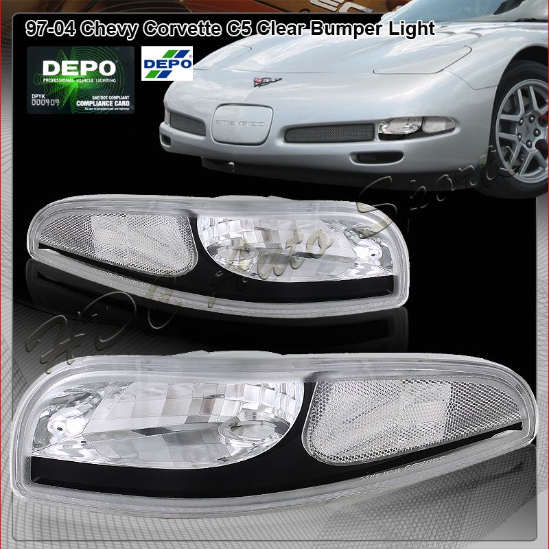    04 CHEVY CORVETTE BLACK CRYSTAL TURN SIGNAL BUMPER LIGHTS LAMP 99 02