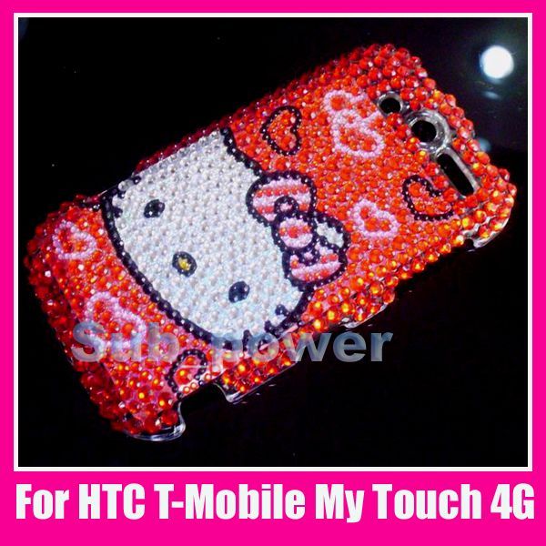 Red Hello kitty Bling Back Case cover HTC mytouch 4G  