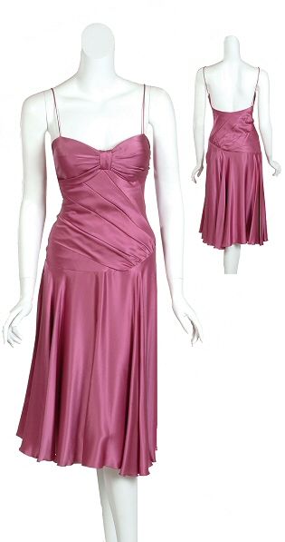 DINA BAR EL Feminine Pink Silk Bow Cocktail Party Evening Dress LARGE 