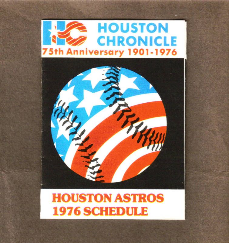 1976 HOUSTON ASTROS POCKET SCHEDULE HOUSTON CHRONICLE  