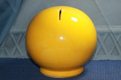 Vintage McCoy Pottery Smiley Face Yellow Still Coin Piggy Bank with 