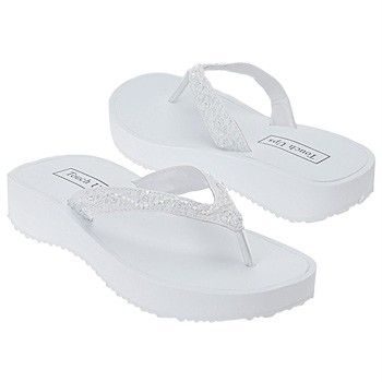 White or Ivory Wedding Bridal Flip Flops by TOUCH UPS  