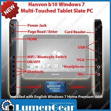 Hanvon Touchpad B10C Tablet Slate Tab PC Windows 7 ENG  