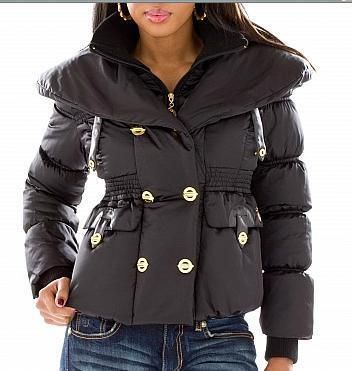 Baby Phat Puff Collar Cinched Waist Puffer S XL NWT  