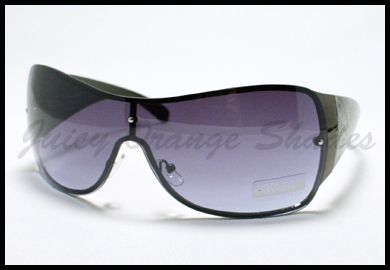   Fleur De Lis Design SHIELD Fashion Sunglasses GUN METAL BLACK  