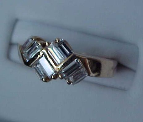   style Stepped cut Multi Stone cz Baguettes Band Ring Sz8  