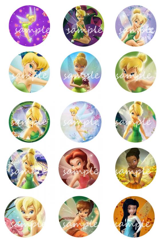 30 *TINKERBELL & FRIENDS * Precut Bottle Cap Images , scrapbooking 