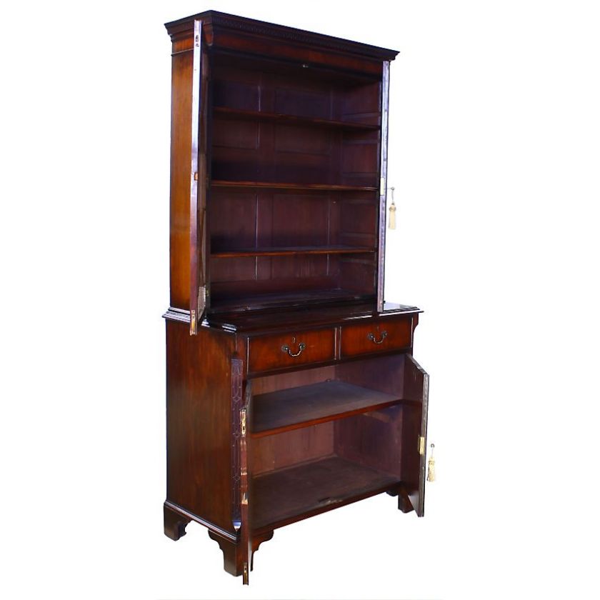 Georgian Revival Antique Mahogany Astragal Glazed Bookcase Display 