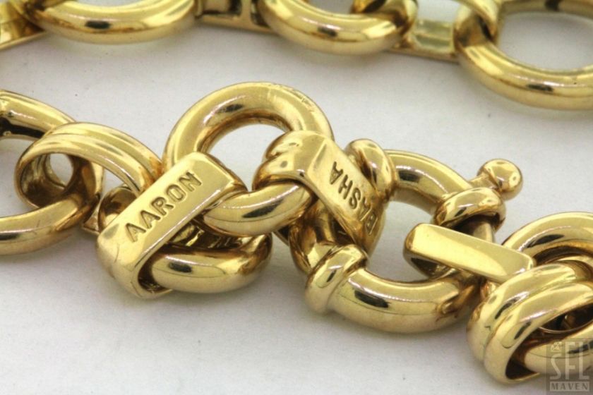 AARON BASHA HEAVY 18K GOLD FANCY ELEGANT CHAIN LINK BRACELET  