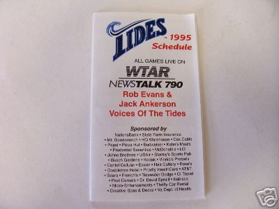 1995 Norfolk Tides International League Pocket Schedule  