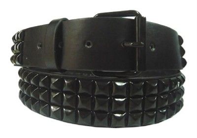 Size Small LADIES 3 Three Row Studded Stud Pyramid WOMENS BELT Black 