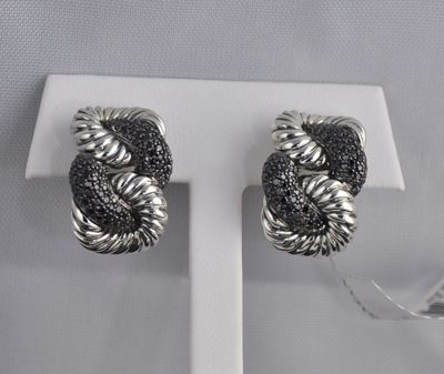 David Yurman Cordelia Pave Black Diamond Earrings $2500  