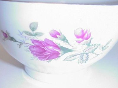 CHINESE PORCELAIN RICE BOWLS SET 6 PINK ROSES  