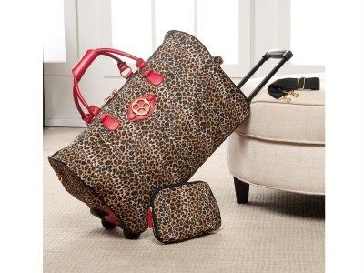  IMAN Global Chic Fashion Diva Duffle Roller LEOPARD  