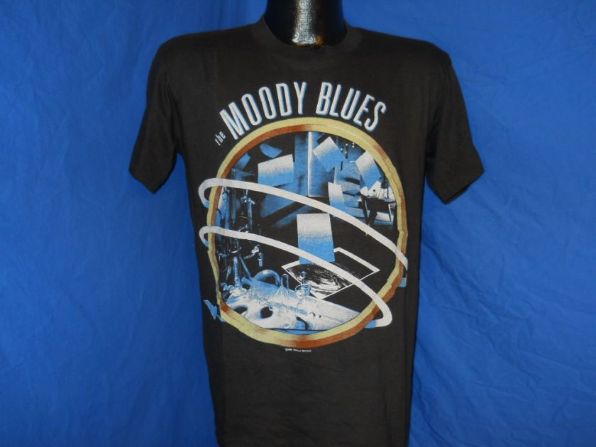 vintage MOODY BLUES 80S LIVE IN CONCERT 2 SIDED BLACK SOFT THIN t 