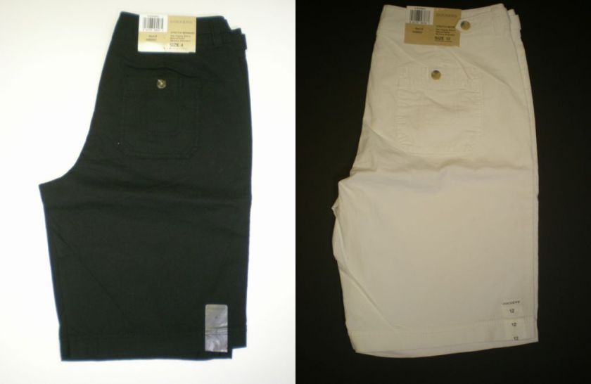 New Dockers Womens Bermuda Shorts Stretch Black White  