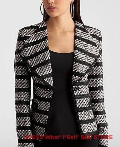 NWT $158 Marciano Guess Bess Tweed Blazer Dress Jacket 0 6 XS M Suit 