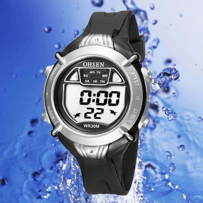 New OHSEN Gift LED LIGHT Boys Digital Sport Watch Black  