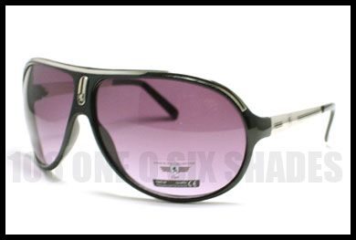 SPORTY Aviator Sunglasses Racing Style Retro BLACK Khan  