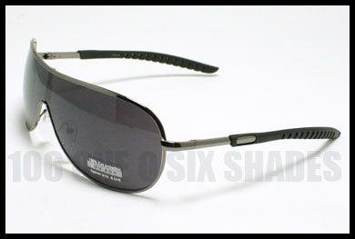 SPORTY Shield Sunglasses Rubber Spring Hinge GUN METAL  