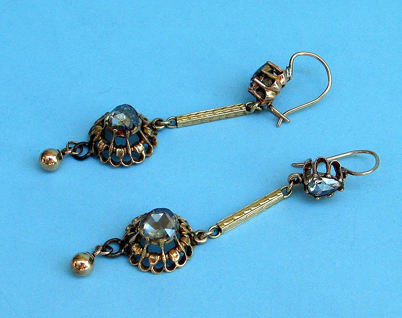 GEORGIAN VICTORIAN DIAMOND EARRINGS 3 CARATS DIAMONDS  