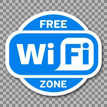 Decal Sticker Sign Wifi Free Zone Blue Print On Vinyl X2ZE2  