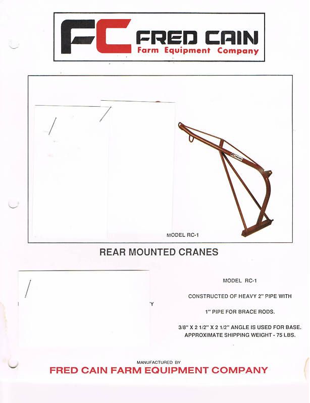 New Fred Cain Rear Mounted Crane Boom Pole   SHIP CHEAP  