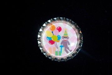 SOCK MONKEY BIRTHDAY PARTY BOTTLE CAPS  