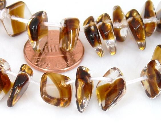 14mm Kite Slide TORTOISE COFFEE Czech Glass Beads 20  