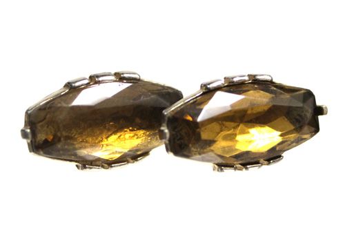 Vintage Swank Greenish Brown Gemstone Cufflinks  