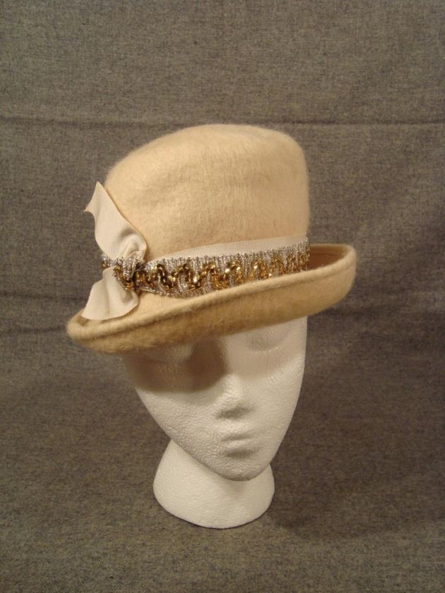 Womens Vintage Ivory Mahara Mohair Brim Hat  