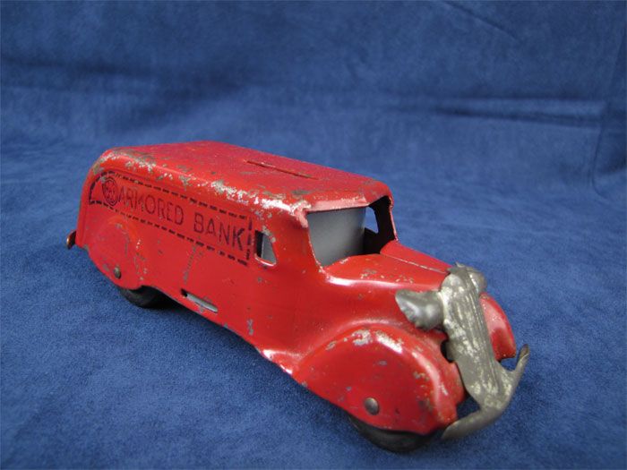 Vintage 1940s Marx Pressed Steel Armored Bank Toy Truck  