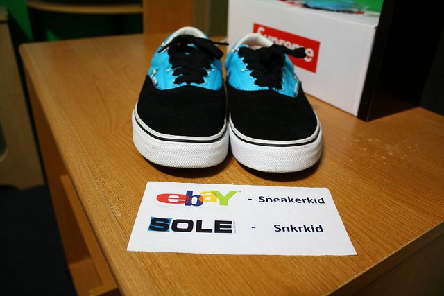 FW11 Supreme x Vans Era Blue Black Burgundy  Sz 8.5  5 Panel Box 