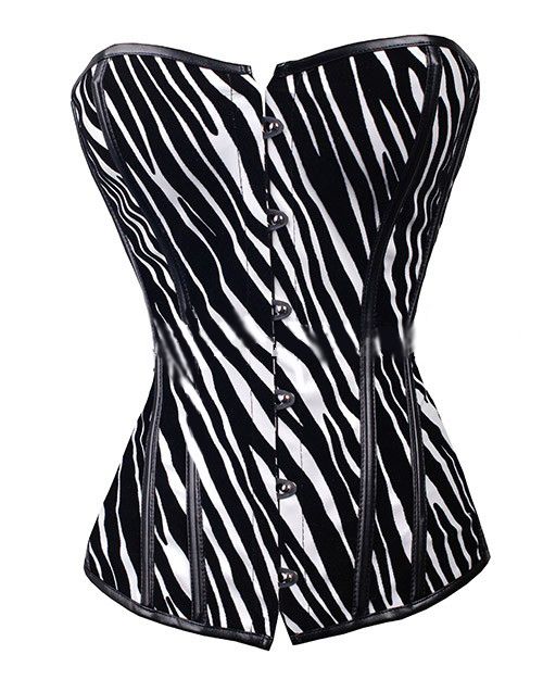 colour Sexy Zebra Print Faux Leather CORSET Bustier  