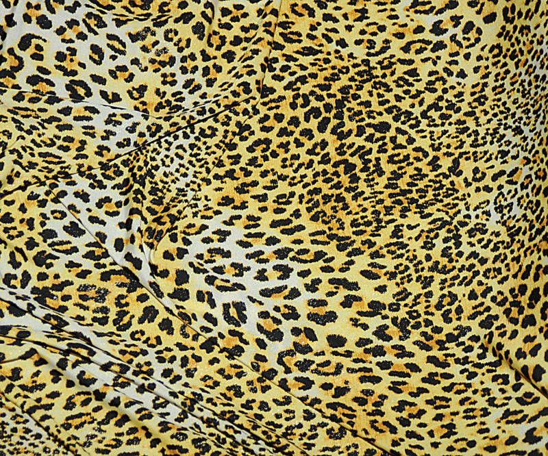 SINGLE SPANDEX FOIL LYCRA LEOPARD PRINT FABRIC 60 BTY  