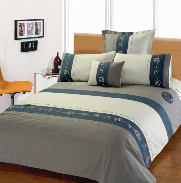 Blue Grey ILLUSION STEEL Single Quilt Doona Cover Set  