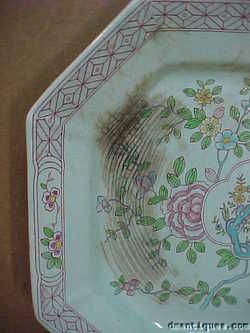 Antique Adams Calyx Ware Singapore Bird Floral Platter  