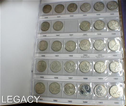 COLLECTION CANADIAN .25¢ COINS 1917 1966 37 COINS(GYR  