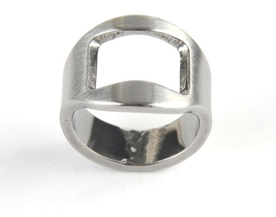   Solid Stainless Steel Personal Beer Bottle Opener Fashion Ring Size 10