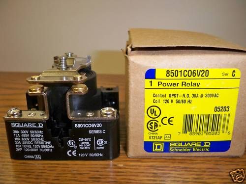 Square D 8501C06V20 Power Relay SPST New  