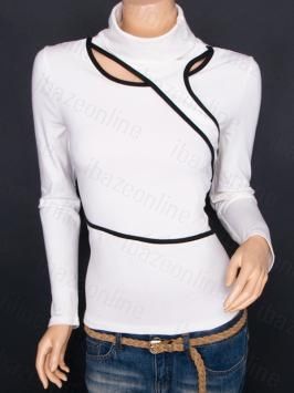 New Womens Unique Ivory Long Sleeves Bohemian Turtleneck Top L  