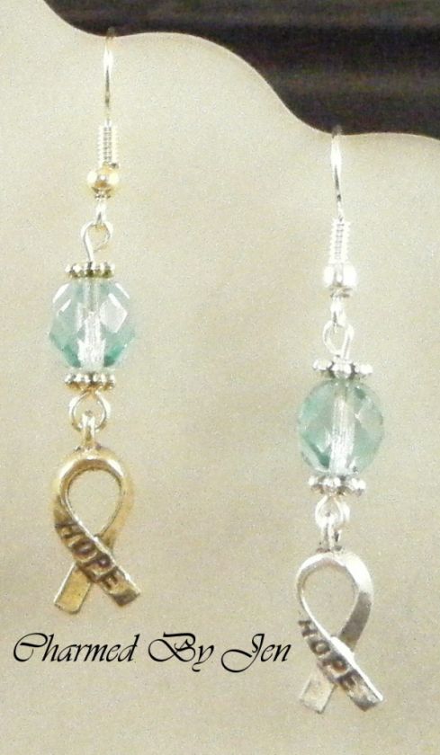 CERVICAL OVARIAN CANCER Awareness Czech Glass Earrings  