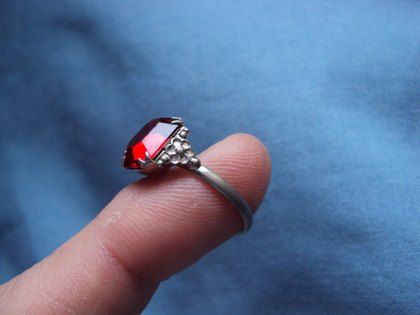 vintage STERLING SILVER Faux RUBY Raymond LUTRARIO Ring  