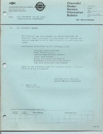 1967 ONLY Chevrolet Corvette Codes ID Dealer Decoder  