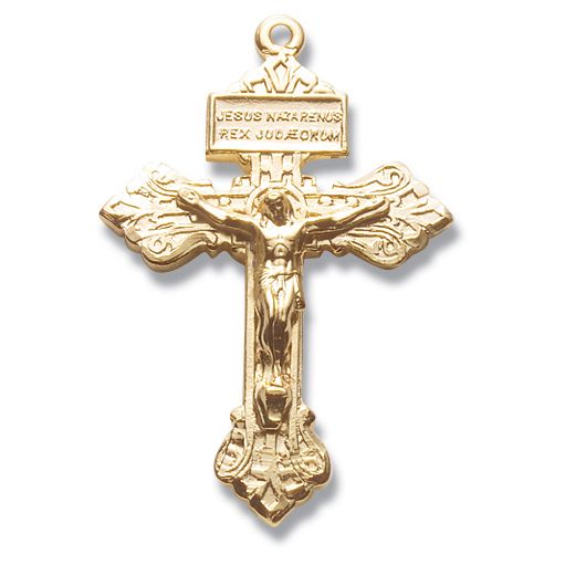 14kt Gold Over Sterling Silver Small Pardon Crucifix 24  